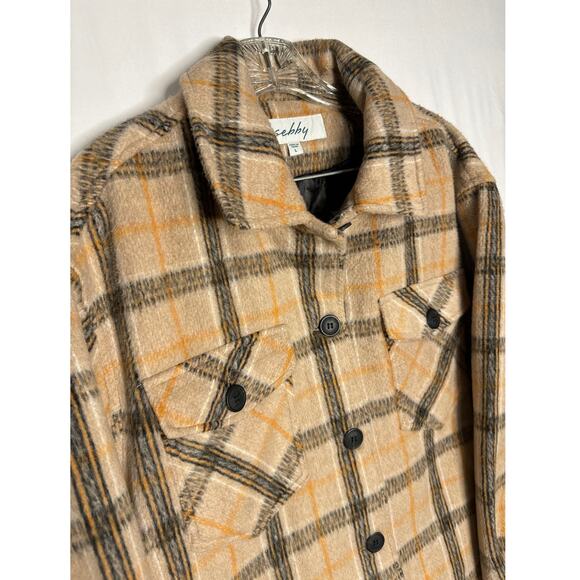 NWT Sebby Women's Oversized Plaid Fall Shirt Coat size large - Picture 4 of 12